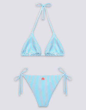 WOMEN'S BIKINI TRIANGLE TOP AND TIE-SIDE BRIEFS WITH FRUIT EMBROIDERY