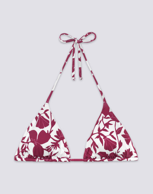 JENNIFER - TOP DE BIKINI TRIANGULAR AJUSTABLE CON ESTAMPADO PATCHY FLOWERS