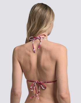 JENNIFER - ADJUSTABLE TRIANGLE BIKINI TOP WITH PATCHY FLOWERS PRINT