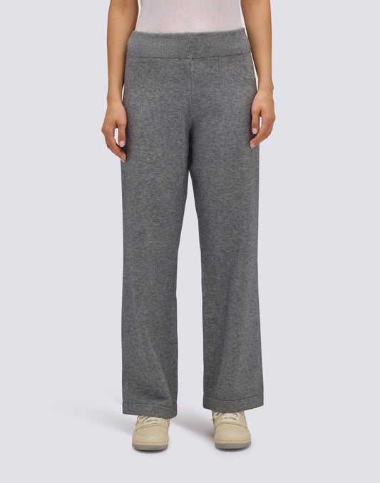 WOMEN'S KNITTED TROUSERS WITH EMBROIDERED LOGO