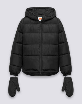 WOMEN'S SHORT PADDED DOWN JACKET WITH HOOD