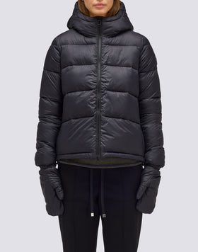 WOMEN'S SHORT PADDED DOWN JACKET WITH HOOD