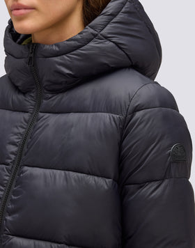 WOMEN'S SHORT PADDED DOWN JACKET WITH HOOD