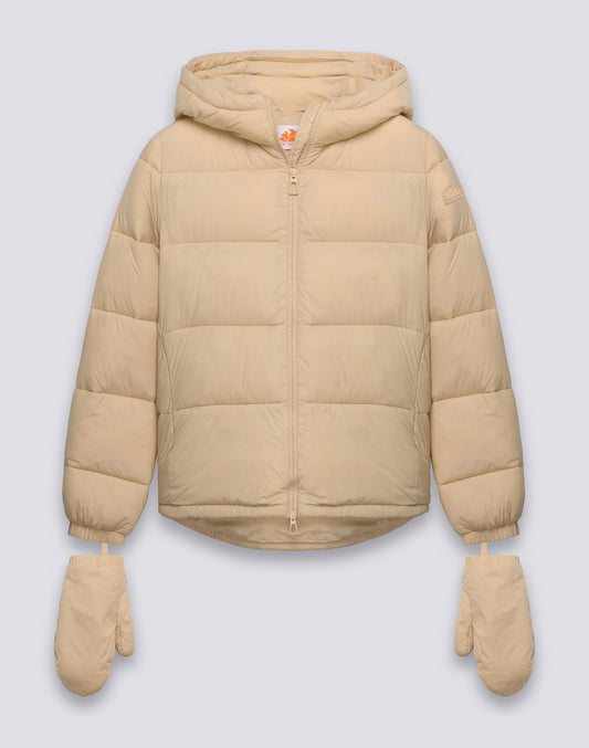 CHAQUETA CORTA ACOLCHADA CON CAPUCHA PARA MUJER