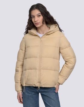 CHAQUETA CORTA ACOLCHADA CON CAPUCHA PARA MUJER