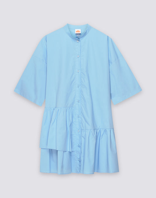 VESTIDO CORTO ASIMÉTRICO DE POPELÍN DE ALGODÓN PARA MUJER