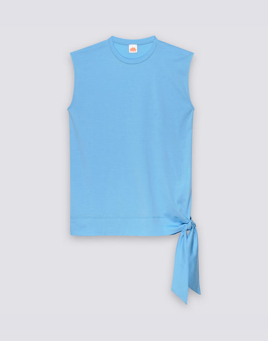 MINIVESTIDO DE MUJER DE JERSEY DE ALGODÓN CON NUDO LATERAL