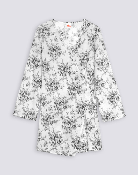 VESTIDO DE MUJER WRAPOVER CON ESTAMPADO ROSE DE JOIE