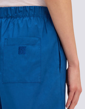 WOMEN'S ELASTICATED WAIST SHORTS IN COTTON POPLIN