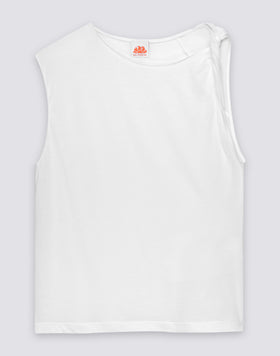 CAMISETA SIN MANGAS DE MUJER CON LAZO EN EL HOMBRO