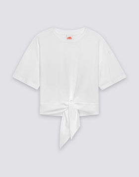 WOMEN'S CROP BOXY FIT T-SHIRT WITH KNOT