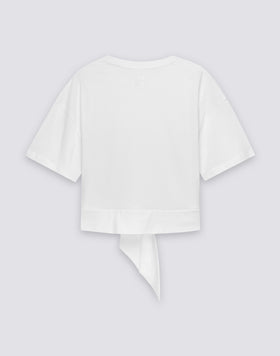 WOMEN'S CROP BOXY FIT T-SHIRT WITH KNOT