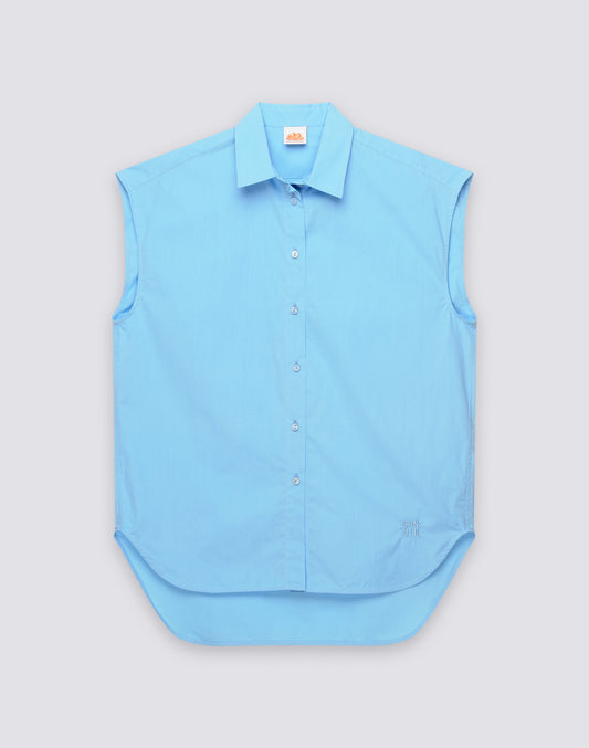 CAMISA SIN MANGAS DE MUJER DE POPELÍN DE ALGODÓN