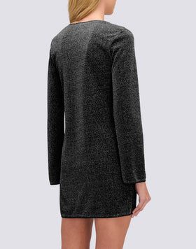 VESTIDO CORTO DE MUJER DE LUREX CON ESCOTE PROFUNDO