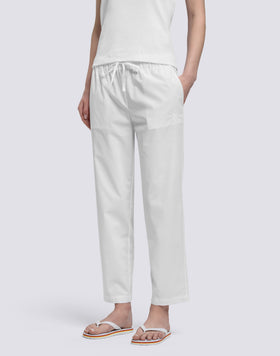 WOMEN'S LONG CIGARETTE TROUSERS IN POPLIN COTTON