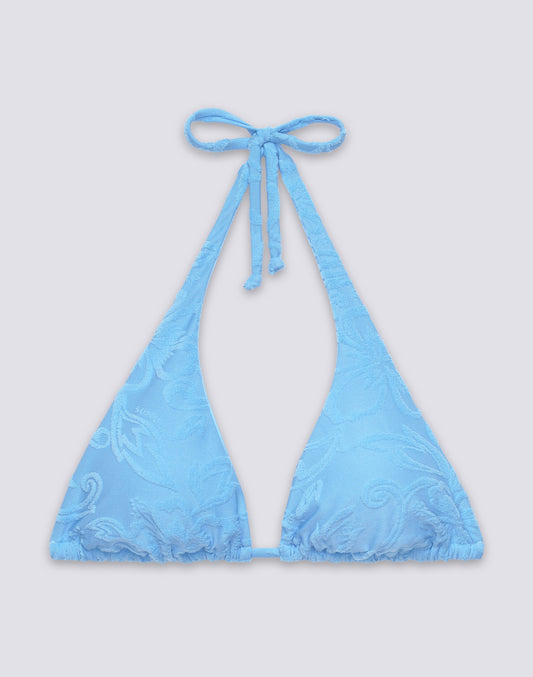 HILA - AMERICAN TRIANGLE BIKINI TOP IN JACQUARD FLORAL PATTERN TERRY CLOTH
