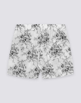 WOMEN'S ELASTICATED WAIST SHORTS WITH ROSE DE JOIE PRINT