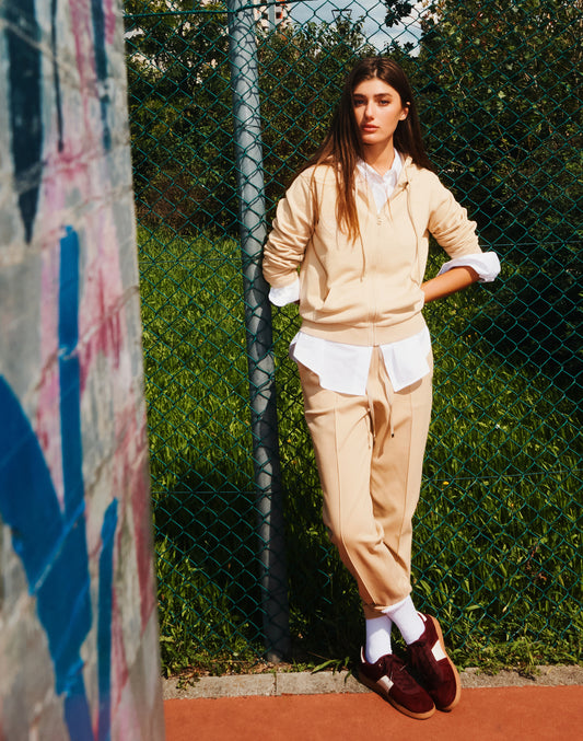 SUDADERA DE MUJER CON CREMALLERA COMPLETA Y CAPUCHA