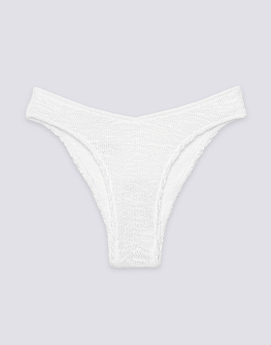 HIGH-WAISTED HIGH-CUT BOTTOMS IN EMBOSSED FABRIC