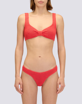 HIGH-WAISTED HIGH-CUT BOTTOMS IN EMBOSSED FABRIC