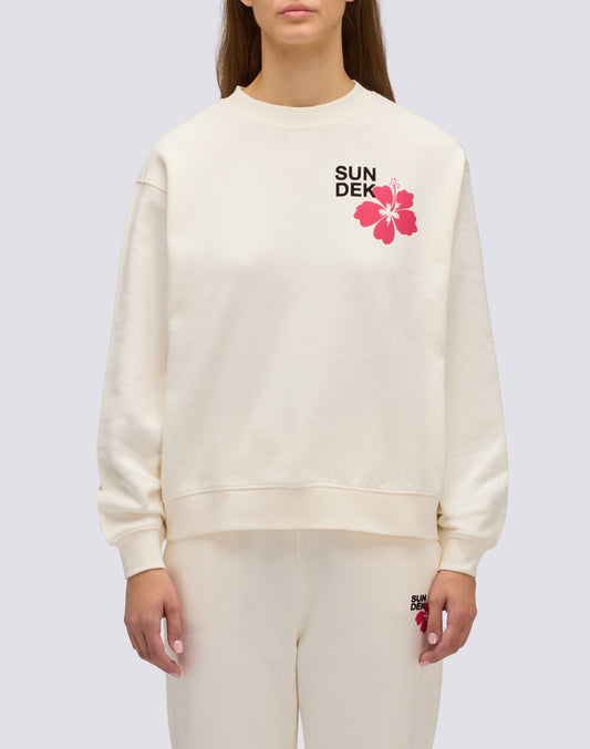 WOMEN'S CREW NECK SWEATSHIRT WITH FLOWER