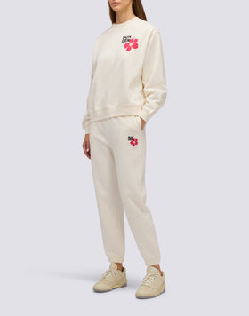 FELPA DONNA A GIROCOLLO CON FIORE