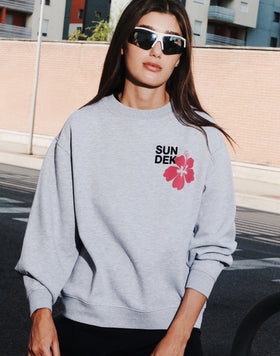 WOMEN'S CREW NECK SWEATSHIRT WITH FLOWER