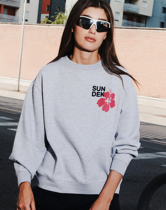 WOMEN'S CREW NECK SWEATSHIRT WITH FLOWER