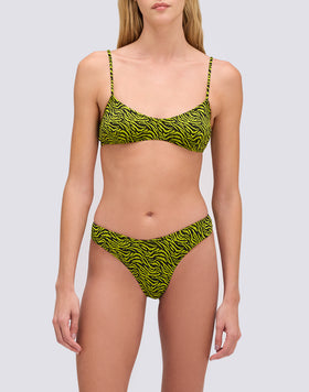 LOREN - SLIP DE BIKINI À COUPE ÉCLAIRÉE AVEC MOTIF ZÉBRÉ