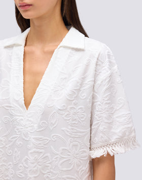 SHORT FRINGED JACQUARD TERRY DRESS