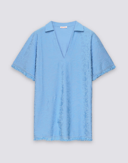 VESTIDO CORTO CON FLECOS DE FELPA JACQUARD
