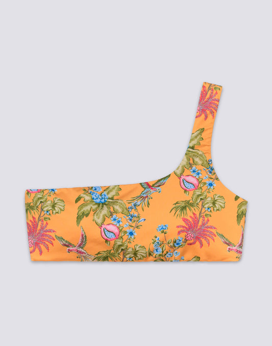 TOP DE BIKINI DE UN SOLO HOMBRO CON ESTAMPADO SWEET PARROT