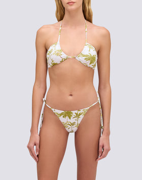 BIKINI BOTTOMS WITH ADJUSTABLE TIES IN BOTANICAL PRINT