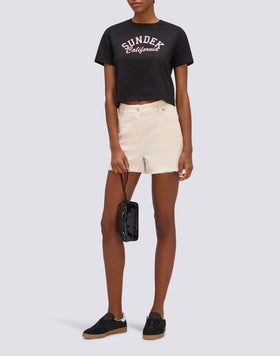 CAMISETA CROPPED DE MUJER CON LAVADO VINTAGE