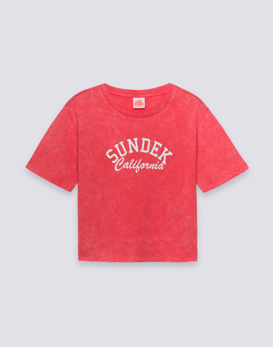 CAMISETA CROPPED DE MUJER CON LAVADO VINTAGE