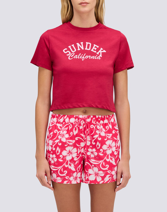 CAMISETA CROPPED DE MUJER CON LAVADO VINTAGE