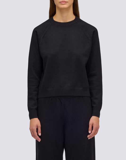 WOMEN'S CREW NECK KNITTED SWEATSHIRT WITH EMBROIDERED LOGO