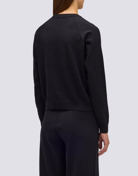 WOMEN'S CREW NECK KNITTED SWEATSHIRT WITH EMBROIDERED LOGO