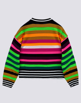 PULL COL ROND À RAYURES MULTICOLORE POUR FEMME