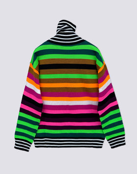 PULL COL MONTANT À RAYURES MULTICOLORE POUR FEMME