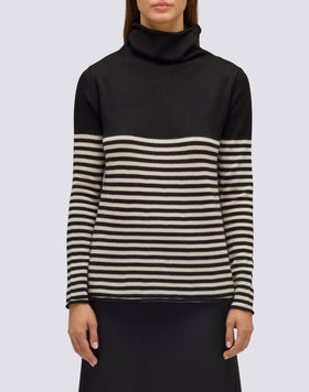 WOMEN'S HIGH NECK SWEATER WITH STRIPED DETAIL