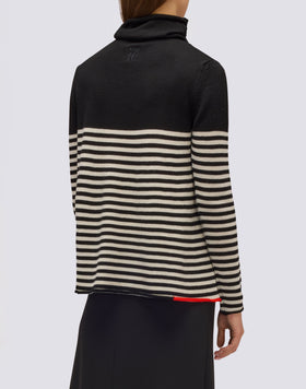 WOMEN'S HIGH NECK SWEATER WITH STRIPED DETAIL