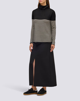 WOMEN'S HIGH NECK SWEATER WITH STRIPED DETAIL