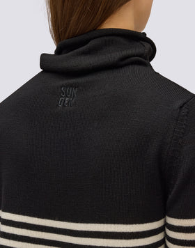 WOMEN'S HIGH NECK SWEATER WITH STRIPED DETAIL