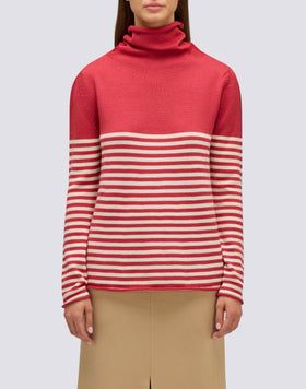 WOMEN'S HIGH NECK SWEATER WITH STRIPED DETAIL