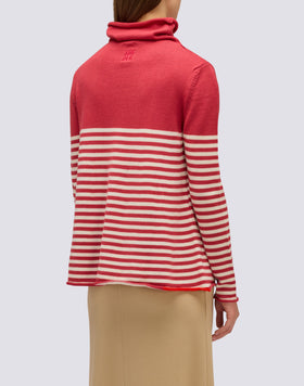 WOMEN'S HIGH NECK SWEATER WITH STRIPED DETAIL