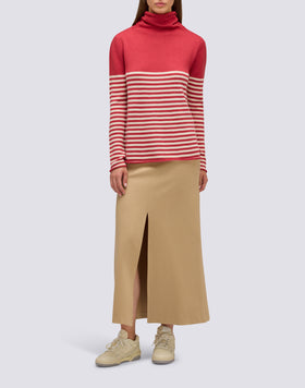 WOMEN'S HIGH NECK SWEATER WITH STRIPED DETAIL