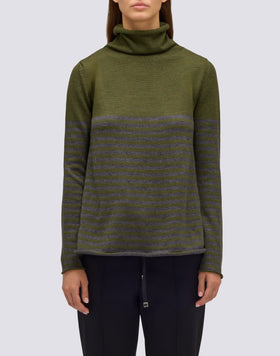 WOMEN'S HIGH NECK SWEATER WITH STRIPED DETAIL