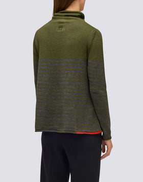 WOMEN'S HIGH NECK SWEATER WITH STRIPED DETAIL