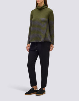 WOMEN'S HIGH NECK SWEATER WITH STRIPED DETAIL